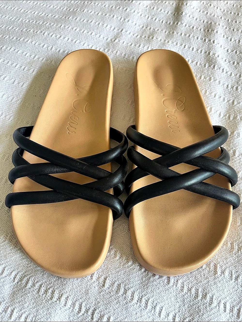 J. Crew Pacific Cushy Strap Sandals Black & Tan
